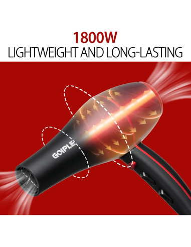 Kit Secador de Cabello 1800W Lockmio 13 Piezas Iónico Profesional