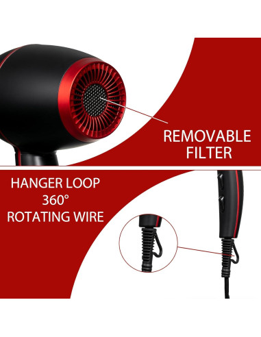 Kit Secador de Cabello 1800W Lockmio 13 Piezas Iónico Profesional