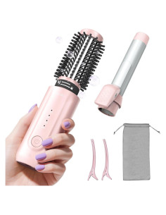 Cepillo Rizador Inalámbrico AI-DIO 2 en 1 Rosa, 200 Millones de Iones
