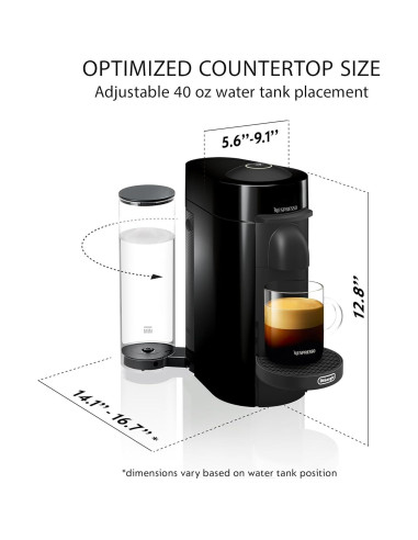 Cafetera De'Longhi Nespresso Vertuo Plus con Espumador y 40 Cápsulas