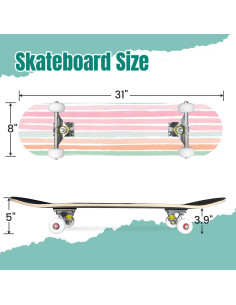 Patineta Completa UHMLTCRBOD Rosa Blanca 78.74x20.32cm 7 Capas 2