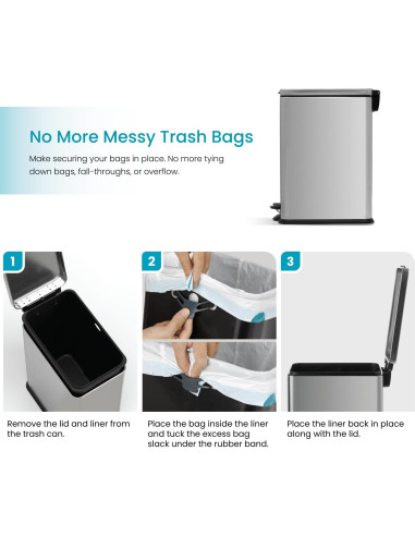 Bote de Basura Slim Home Zone Living 30L Acero Inoxidable Plata