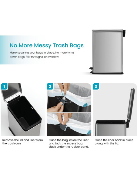 Bote de Basura Slim Home Zone Living 30L Acero Inoxidable Plata