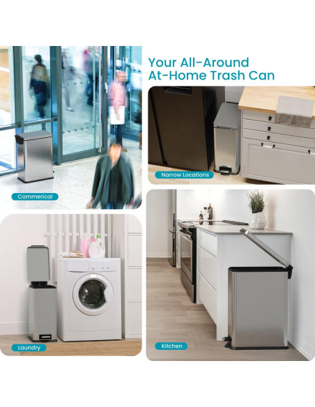 Bote de Basura Slim Home Zone Living 30L Acero Inoxidable Plata