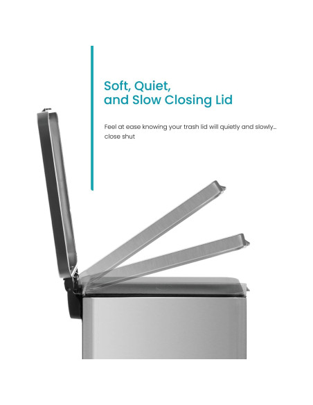 Bote de Basura Slim Home Zone Living 30L Acero Inoxidable Plata