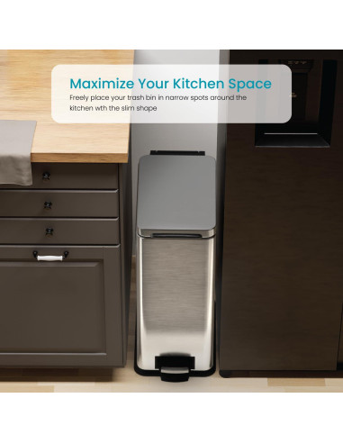 Bote de Basura Slim Home Zone Living 30L Acero Inoxidable Plata