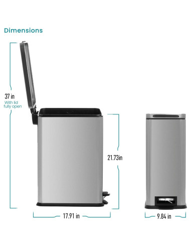 Bote de Basura Slim Home Zone Living 30L Acero Inoxidable Plata