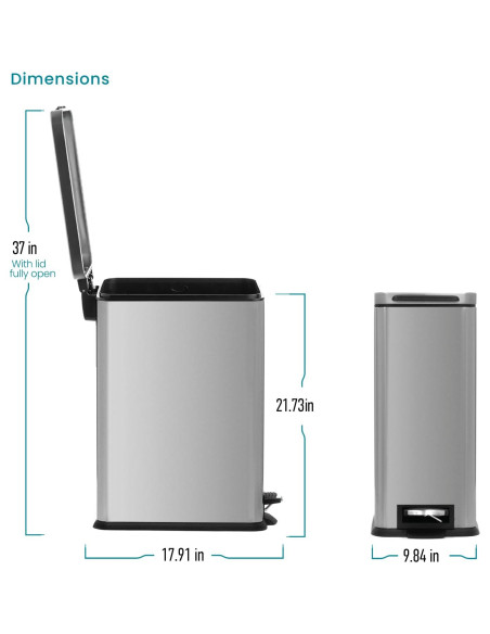 Bote de Basura Slim Home Zone Living 30L Acero Inoxidable Plata