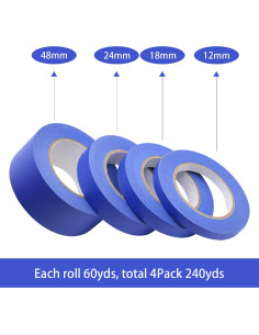 Cinta de Pintor Azul BOMEI Pack 4 Tamaños 1.27cm a 5.08cm x 55m 2