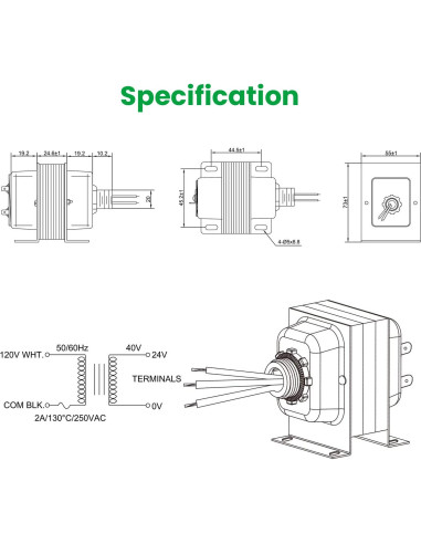 Transformador de Timbre 24V 40VA Auspow - Compatible con Ring y Nest