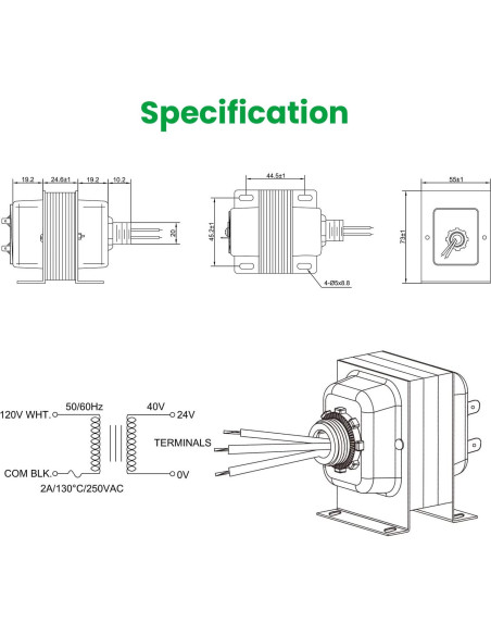 Transformador de Timbre 24V 40VA Auspow - Compatible con Ring y Nest