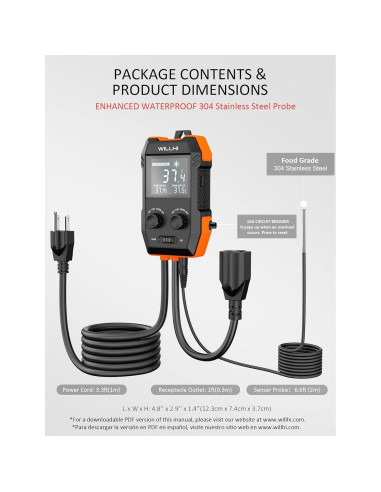 Controlador de Temperatura Digital WILLHI WH2408 1200W