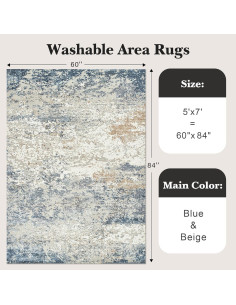 Alfombra Lavable Art&Tuft 5x7 TPR22 Azul Antideslizante 2