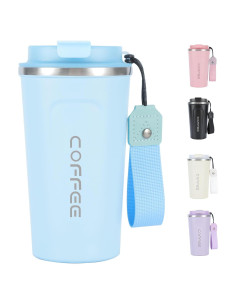 Taza de Café de Viaje ROISDIYI 0.47L Acero Inoxidable Azul