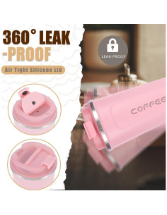 Taza de Café de Viaje ROISDIYI 0.47L Acero Inoxidable Azul 2