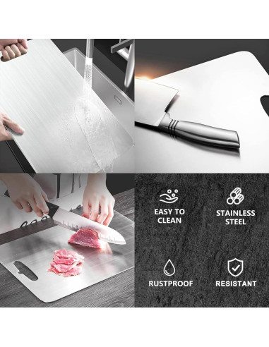Tabla de Cortar de Titanio 100% Puro 39x28 cm - Apta Lavavajillas
