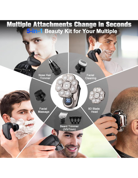 Afeitadora Eléctrica 9D Handsomemen Impermeable 5 en 1