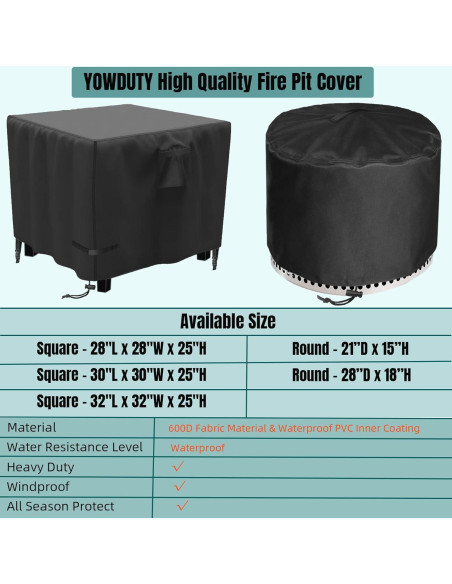 Cubierta Redonda Impermeable YOWDUTY para Fogón Yukon 71 cm