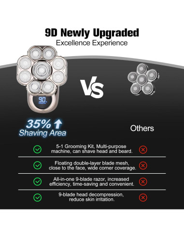 Afeitadora Eléctrica 9D Handsomemen Impermeable 5 en 1