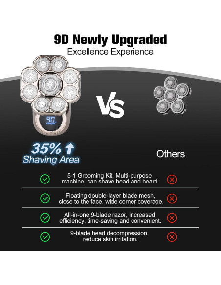 Afeitadora Eléctrica 9D Handsomemen Impermeable 5 en 1