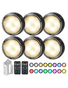 Luces LED Disco Inalámbricas Adhesivas 6 Pzas Control Remoto