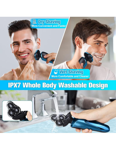 Afeitadora eléctrica Handsomefe 3D impermeable con LED