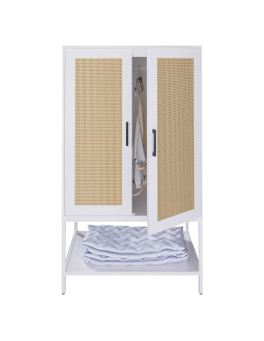 Armario de Rattan Blanco BOCVKEN con 2 Puertas y Estante