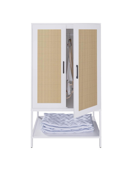 Armario de Rattan Blanco BOCVKEN con 2 Puertas y Estante