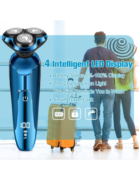 Afeitadora eléctrica Handsomefe 3D impermeable con LED