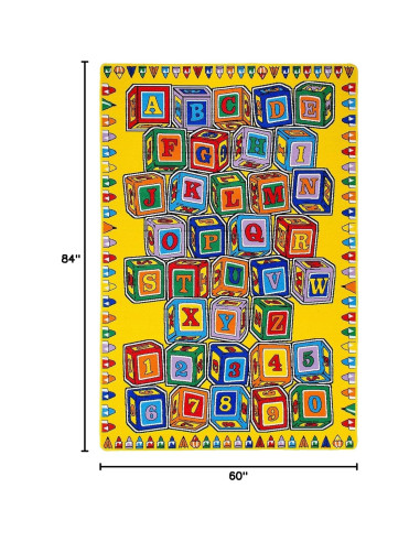 Alfombra de Área Educativa Multicolor Champion Rugs 1.52x2.13m