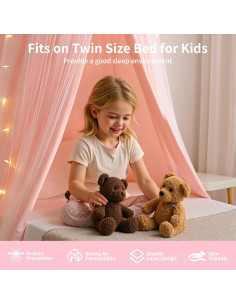 Dosel de Cama Rosa YEERSWAG con Luces LED 318cm Doble Capa 2