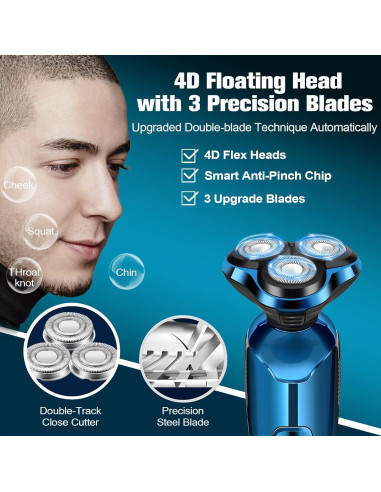 Afeitadora eléctrica Handsomefe 3D impermeable con LED