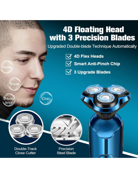 Afeitadora eléctrica Handsomefe 3D impermeable con LED