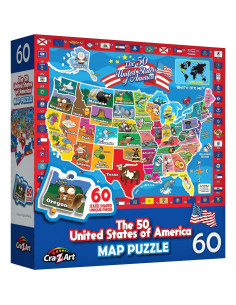Rompecabezas Educativo de Mapa de EE. UU. RoseArt 60 Piezas 2