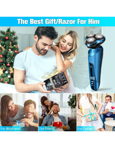 Afeitadora eléctrica Handsomefe 3D impermeable con LED