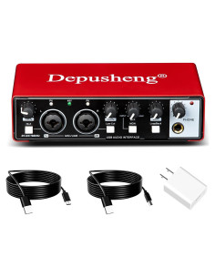 Interfaz de Audio USB Depusheng 24 bit/192 kHz con Phantom 48V