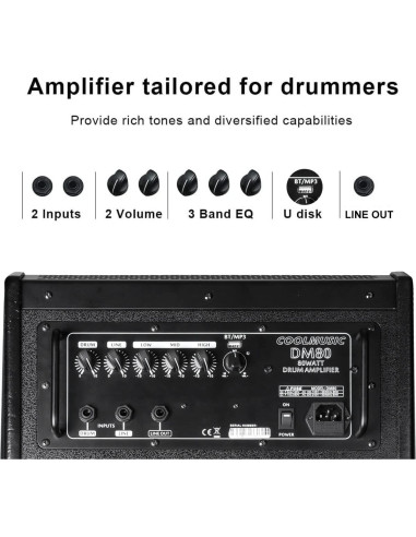 Amplificador de Batería Eléctrica Coolmusic DM80 80W Bluetooth