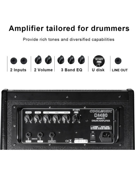 Amplificador de Batería Eléctrica Coolmusic DM80 80W Bluetooth