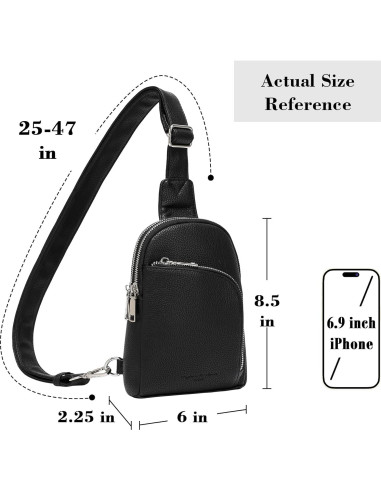 Bolsa Cruzada INICAT de Cuero para Mujeres 1.9L RFID Negra