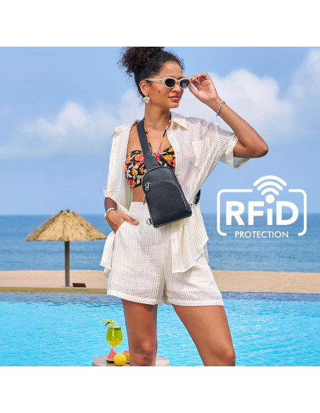 Bolsa Cruzada INICAT de Cuero para Mujeres 1.9L RFID Negra Bolsa Cruzada INICAT de Cuero para Mujeres 1.9L RFID Negra
