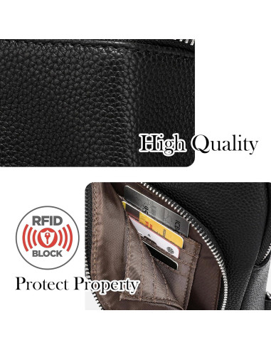 Bolsa Cruzada INICAT de Cuero para Mujeres 1.9L RFID Negra