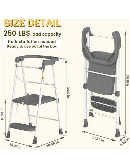 Escalera Plegable HBTower para Niños 2 Pasos Antideslizante