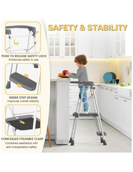 Escalera Plegable HBTower para Niños 2 Pasos Antideslizante