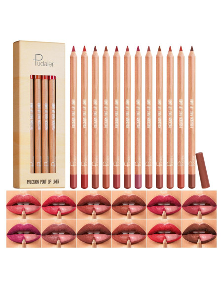 Juego de 12 Lápices Labiales KIMIEYE Mate Alta Pigmentación