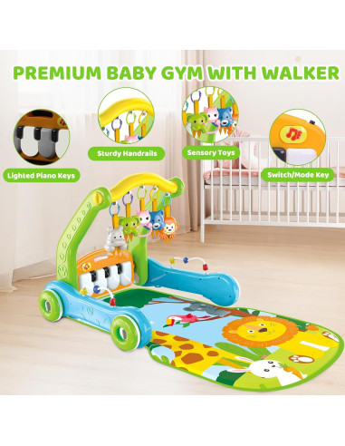 Alfombra de Juego 4 en 1 Toidgy Verde con Andador y Piano