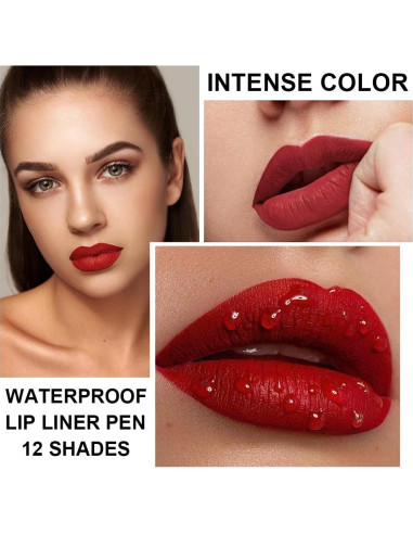 Juego de 12 Lápices Labiales KIMIEYE Mate Alta Pigmentación