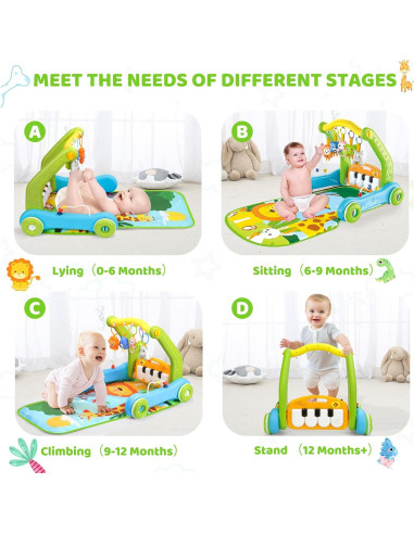 Alfombra de Juego 4 en 1 Toidgy Verde con Andador y Piano