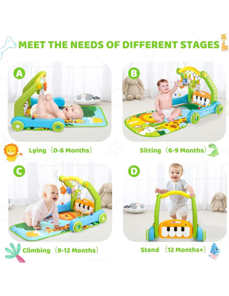 Alfombra de Juego 4 en 1 Toidgy Verde con Andador y Piano