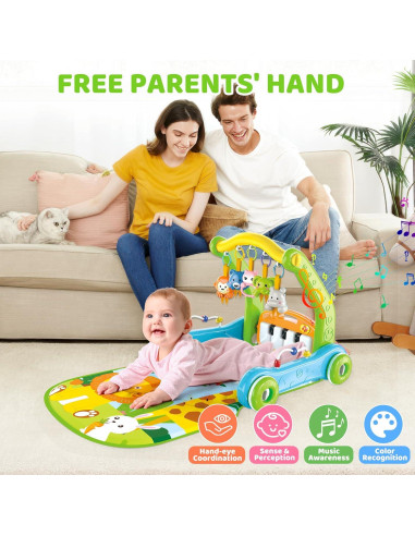 Alfombra de Juego 4 en 1 Toidgy Verde con Andador y Piano