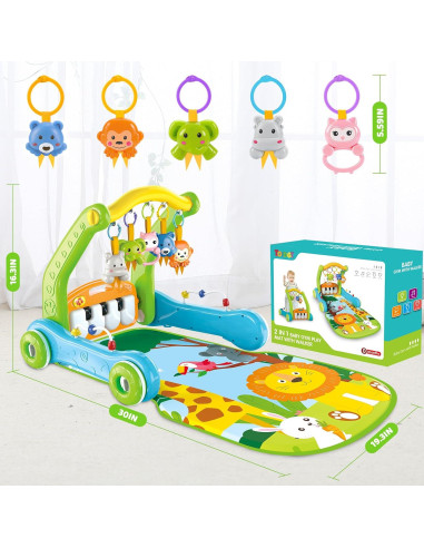 Alfombra de Juego 4 en 1 Toidgy Verde con Andador y Piano